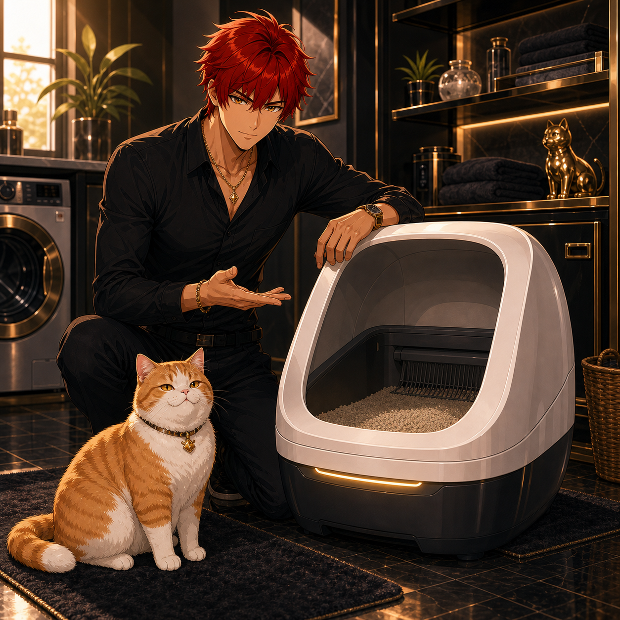 Commanding the Grid cinematic image for M1 Plus Open-Top Self-Cleaning Cat Litter Box